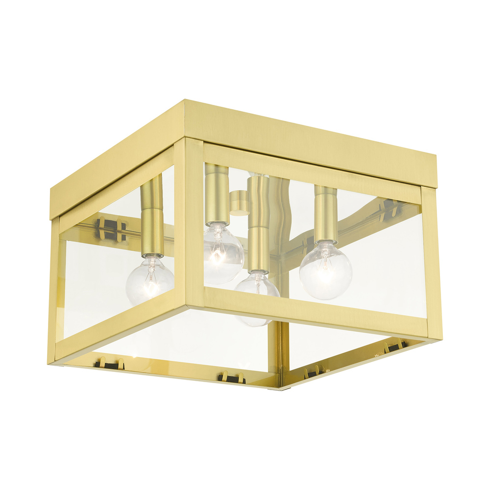 4 Lt Satin Brass Flush Mount