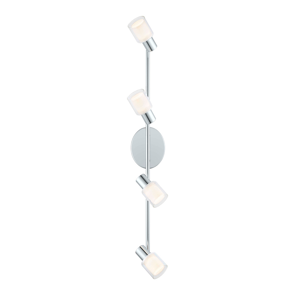 4 LT Integrated LED Track Light w/ Chrome Finish & Fosted Glass Surrounded by Clear Glass Lamp Heads