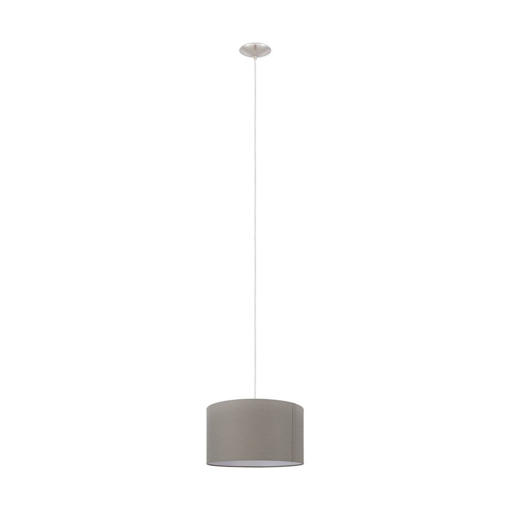 1 LT Pendant w/ Matte Nickel Finish & Taupe Fabric Shade
