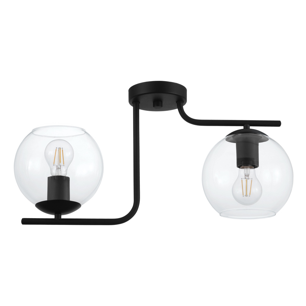 2 LT Ceiling Light w/ a Black Finish & Clear Glass Shades
