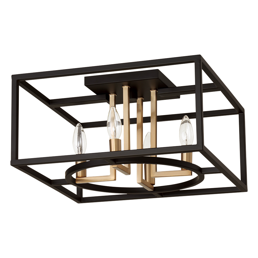 4 LT Open Frame Ceiling Light w/ a Matte Black & Gold Finish