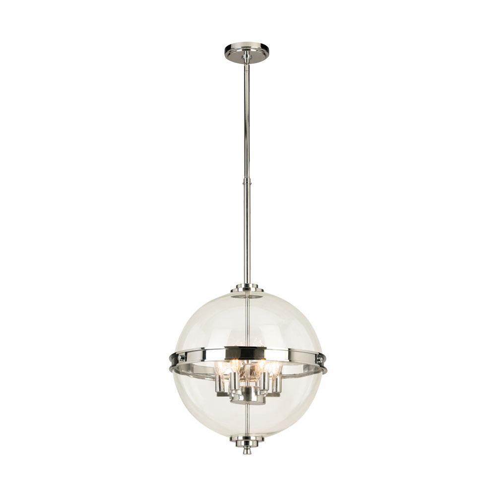 6 LT Pendant w/ Chrome Finish & Clear Sphere Shaped Glass Shade