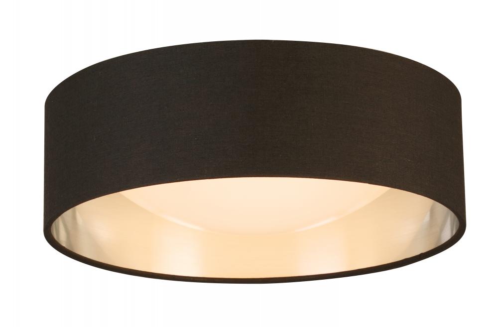 Integrated LED 12" Ceiling Light w/ Black & Brushed Nickel Fabric Shade w/ White Acrylic Diffuse