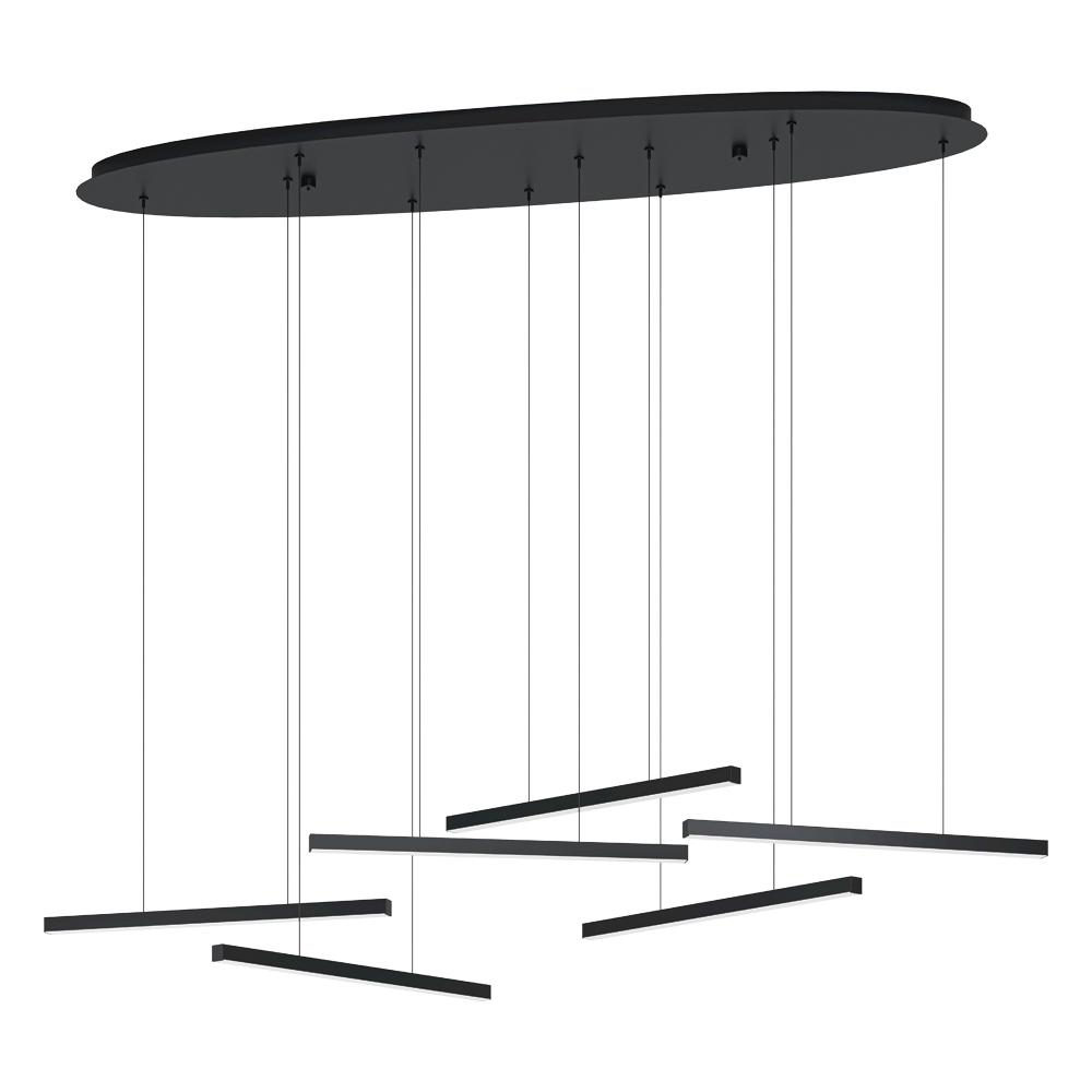 6 LT LED Pendant w/ Black Finish & Black light Bars