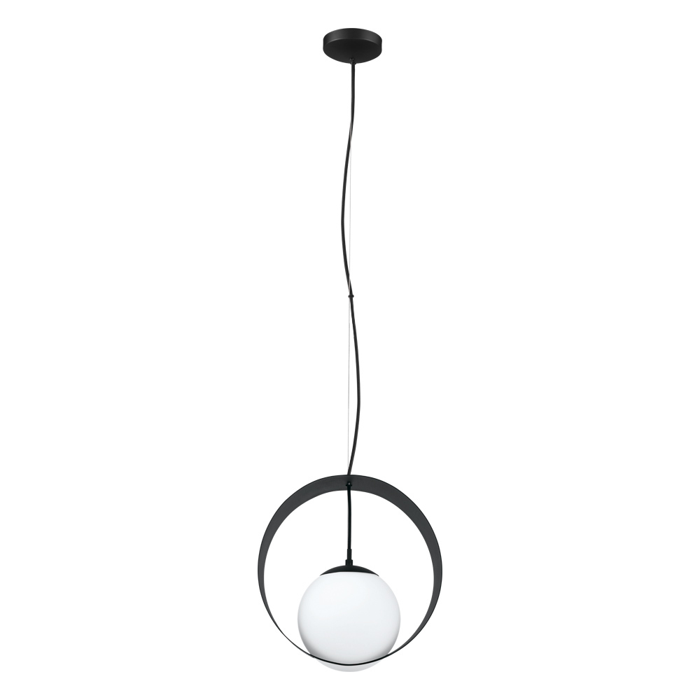 1 LT Pendant w/ Black Finish & White Glass Shade