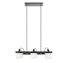 Eglo 204941A - 3 LT Linear Pendant w/ a Black Finish & White Cylinder Shaped Glass Shades