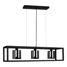 Eglo 390175A - 3 LT Linear Pendant w/ Black Finish & Metallic Smoked Glass Shades