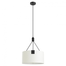 Eglo 39882A - 3 LT Pendant w/ Black Finish & White Fabric Drum Shade