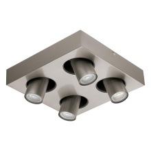 Eglo 96608A - 4 LT Square Ceiling Track Light w/ Matte Nickel Finish & Adjustable Lamp Heads