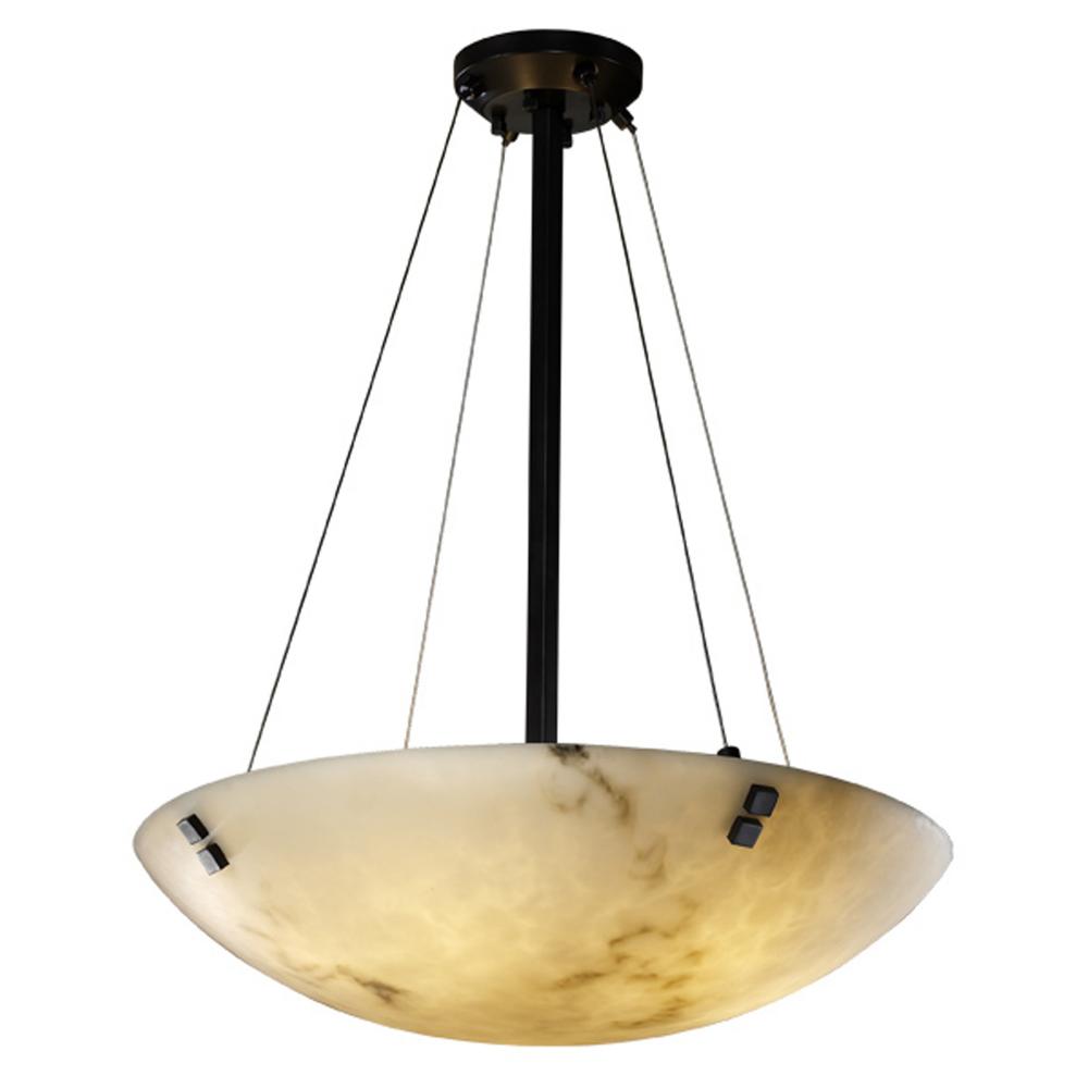 24" LED Pendant Bowl w/ Large Square w/ Point Finials