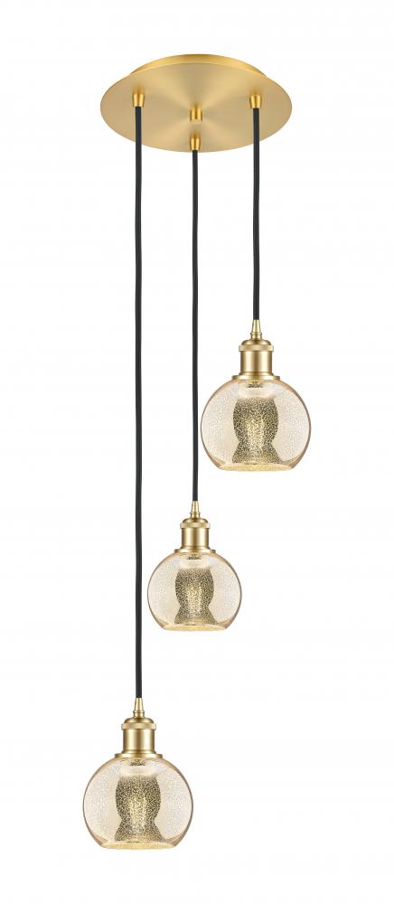 Athens - 3 Light - 12 inch - Satin Gold - Cord Hung - Multi Pendant