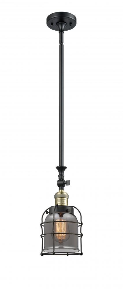 Bell Cage - 1 Light - 6 inch - Black Antique Brass - Stem Hung - Adjustable Mini Pendant