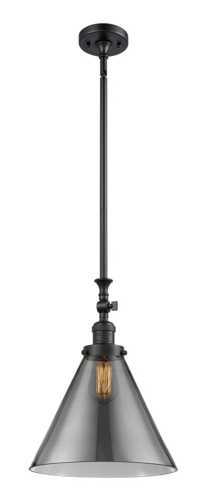 Cone - 1 Light - 12 inch - Matte Black - Stem Hung - Adjustable Mini Pendant