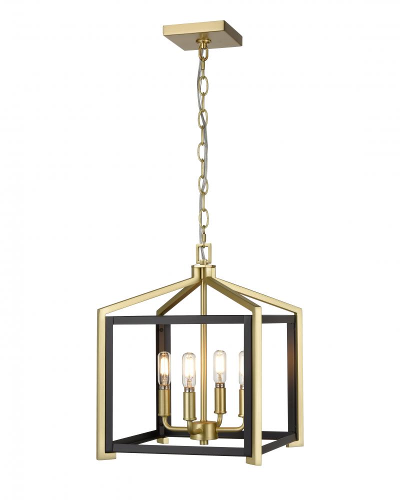 Wiscoy - 4 Light - 12 inch - Black Satin Brass - Chain Hung - Pendant