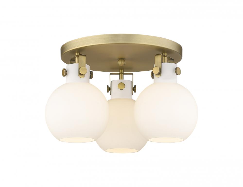 Newton Sphere - 3 Light - 18 inch - Brushed Brass - Flush Mount