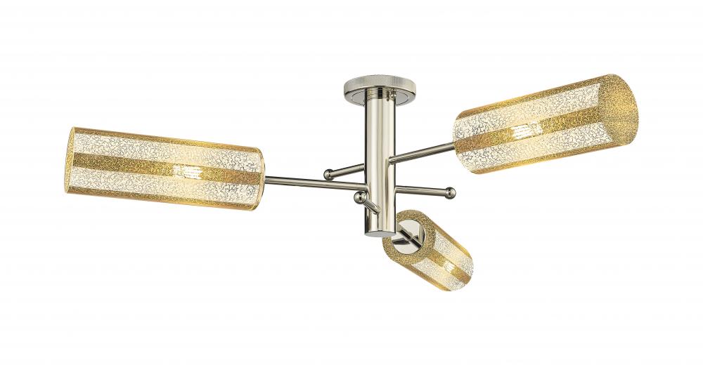 Crown Point - 3 Light - 34 inch - Polished Nickel - Flush Mount