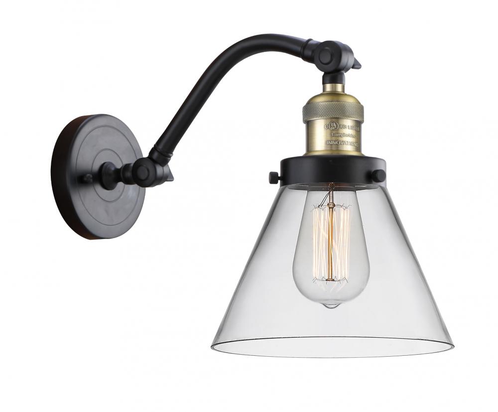 Cone - 1 Light - 8 inch - Black Antique Brass - Adjustable Sconce