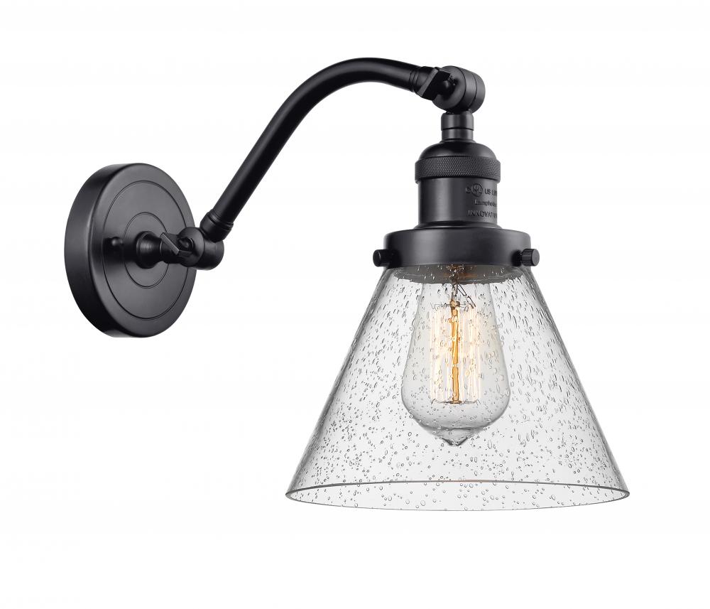 Cone - 1 Light - 8 inch - Matte Black - Adjustable Sconce