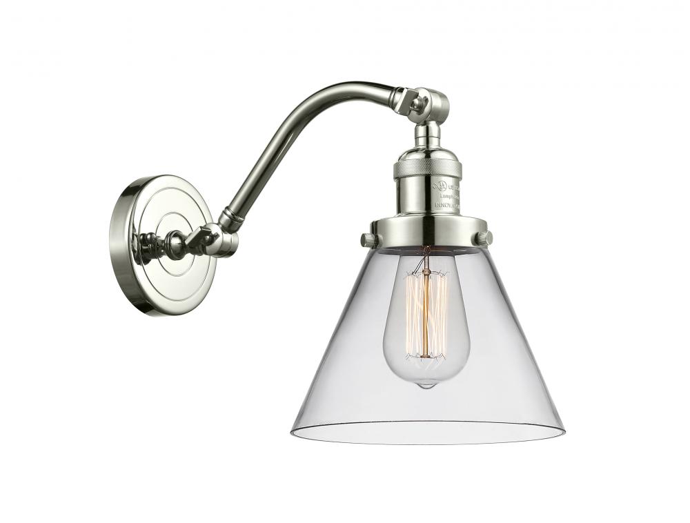 Cone - 1 Light - 8 inch - Polished Nickel - Adjustable Sconce