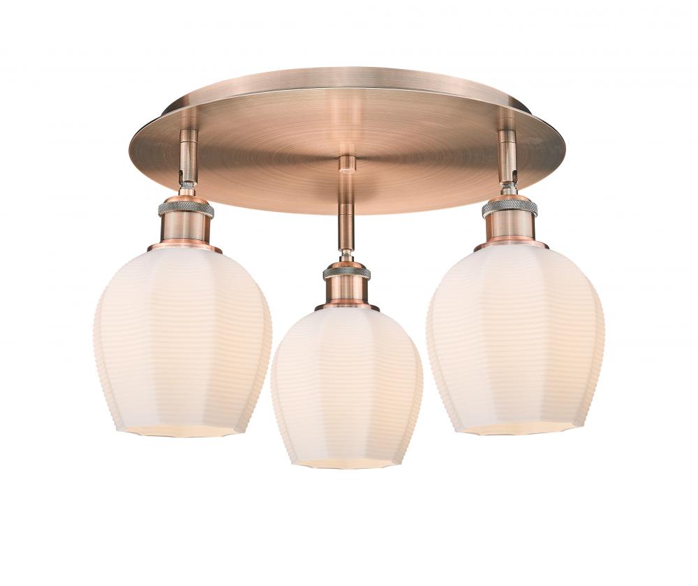 Norfolk - 3 Light - 18 inch - Antique Copper - Flush Mount