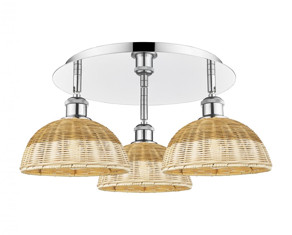 Bristol Natural II - 3 Light - 21 inch - Polished Chrome - Flush Mount