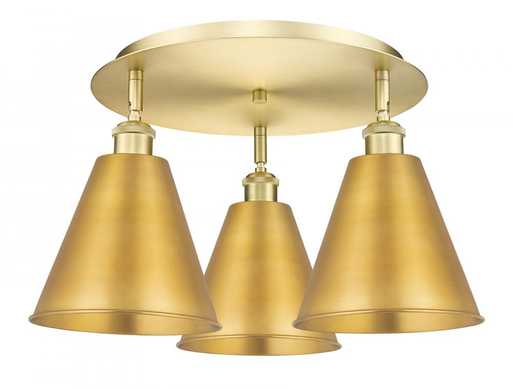 Berkshire - 3 Light - 20 inch - Satin Gold - Flush Mount
