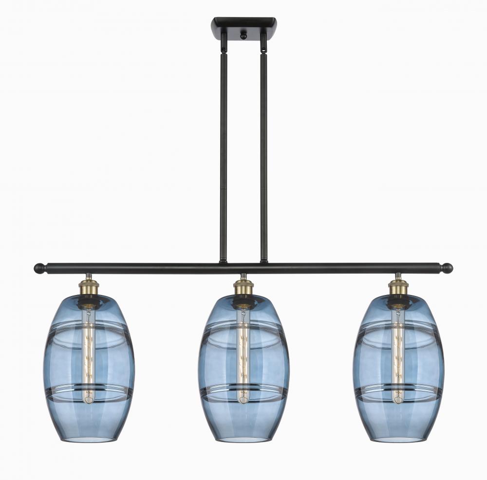 Vaz - 3 Light - 36 inch - Black Antique Brass - Cord hung - Island Light
