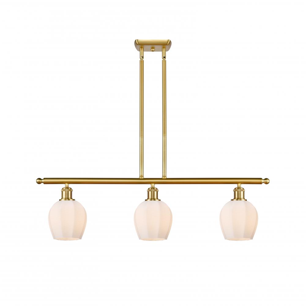 Norfolk - 3 Light - 36 inch - Satin Gold - Cord hung - Island Light