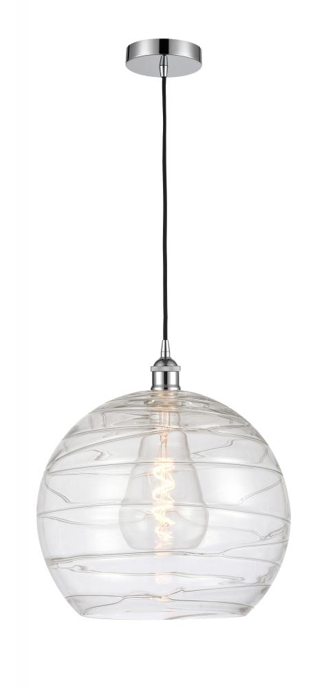 Athens Deco Swirl - 1 Light - 14 inch - Polished Chrome - Cord hung - Mini Pendant