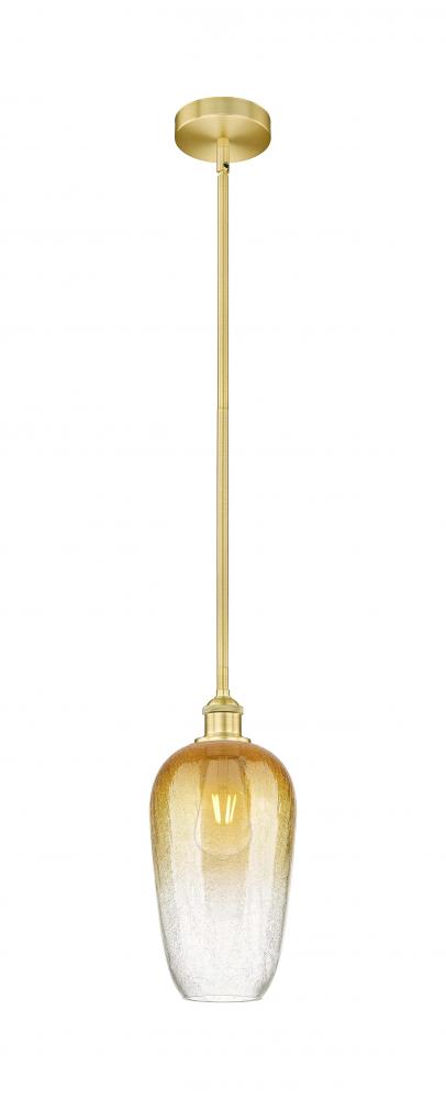 Brookhaven Flute - 1 Light - 7 inch - Satin Gold - Stem hung - Mini Pendant