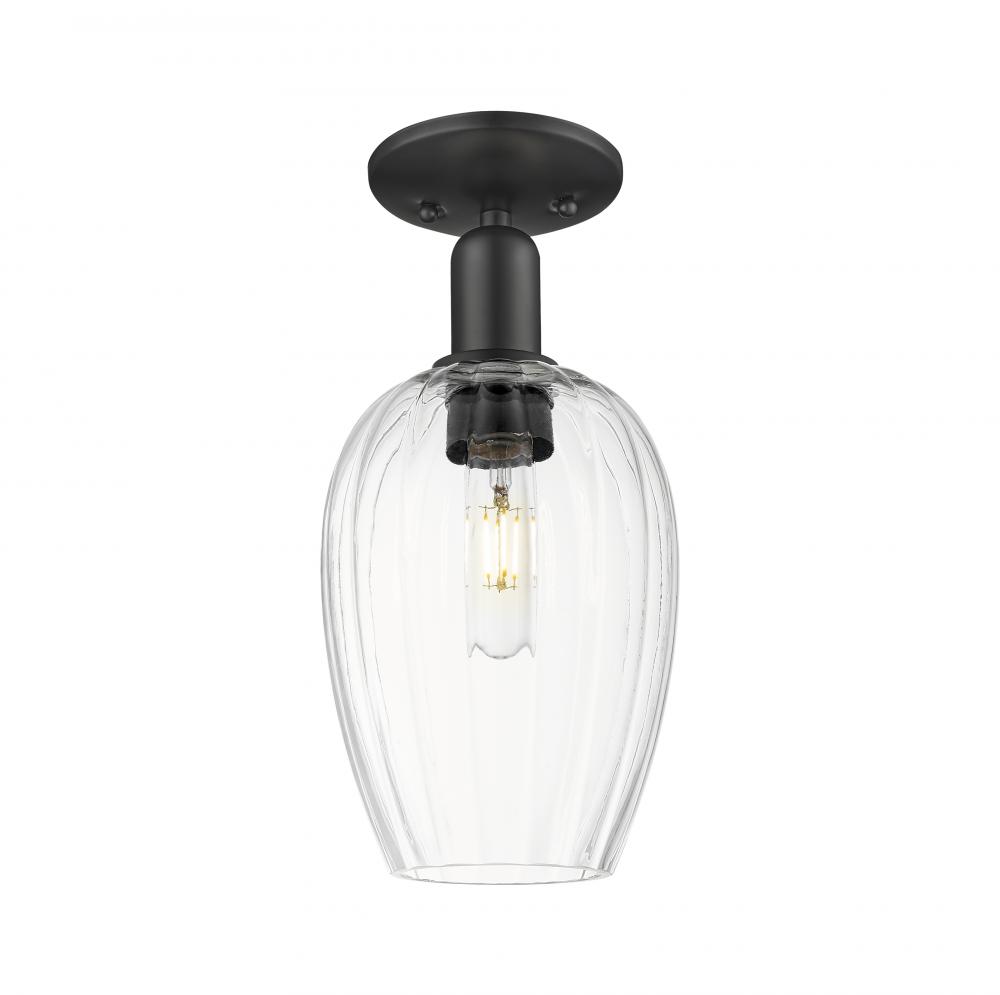Preston Flute - 1 Light - 6 inch - Matte Black - Semi-Flush Mount