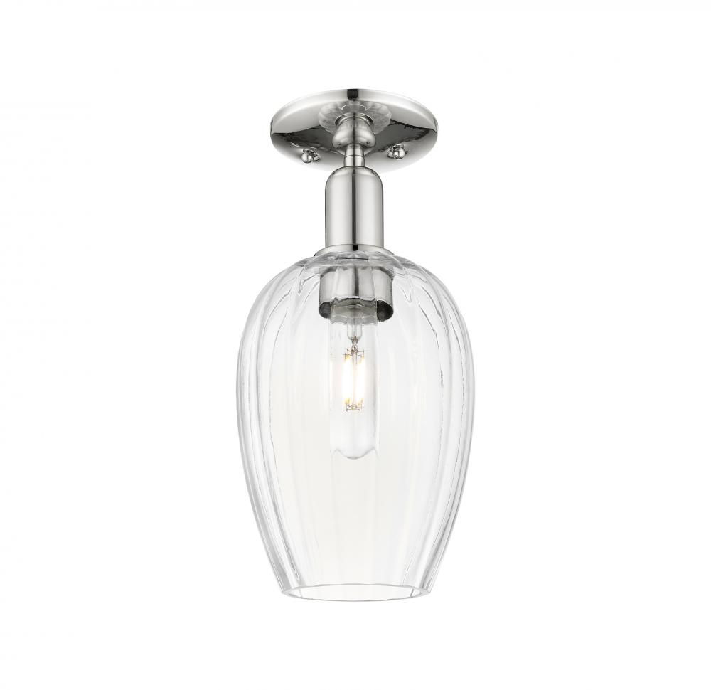 Preston Flute - 1 Light - 6 inch - Polished Nickel - Semi-Flush Mount