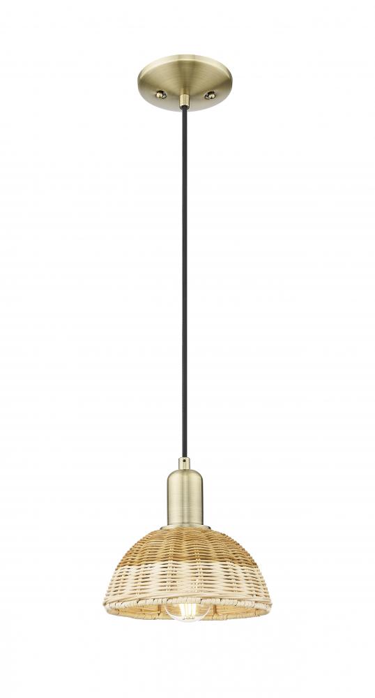 Natural Ballston Dome - 1 Light - 6 inch - Polished Nickel - Cord hung - Mini Pendant