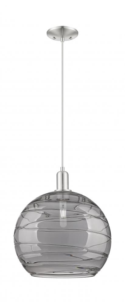 Athens Deco Swirl - 1 Light - 14 inch - Brushed Satin Nickel - Cord hung - Mini Pendant
