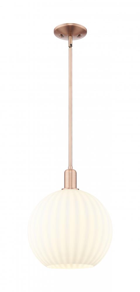White Venetian - 1 Light - 12 inch - Antique Copper - Stem hung - Mini Pendant
