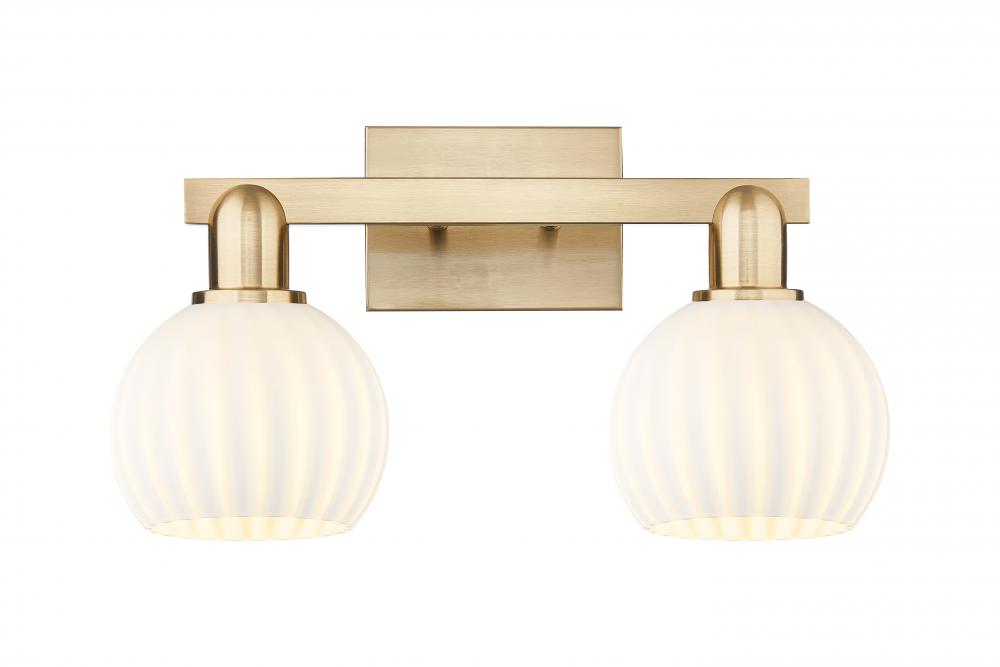 White Venetian - 2 Light - 17 inch - Champagne Bronze - Bath Vanity Light