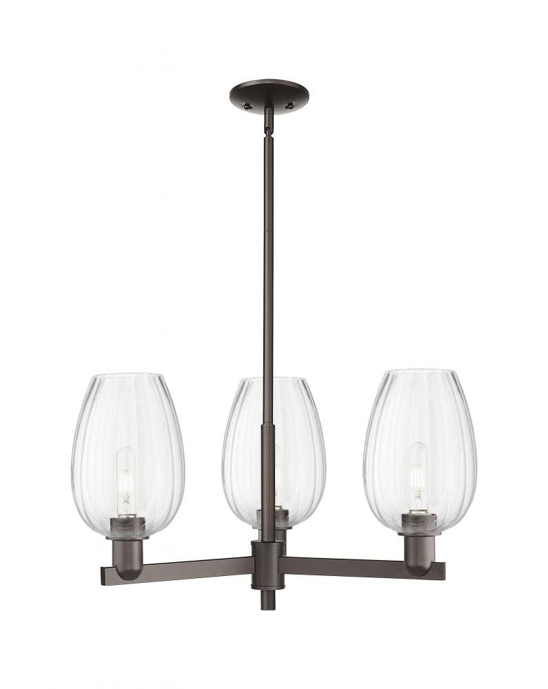 Preston Flute - 3 Light - 18 inch - Oil Rubbed Bronze - Flush Mount