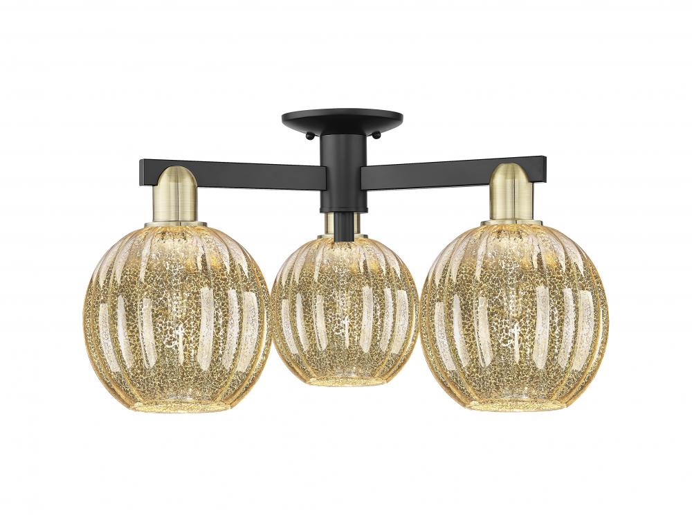 Preston Globe - 3 Light - 6 inch - Black Antique Brass - Semi-Flush Mount