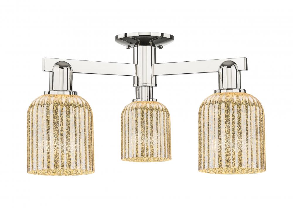 Bridal Veil - 3 Light - 6 inch - Polished Nickel - Semi-Flush Mount