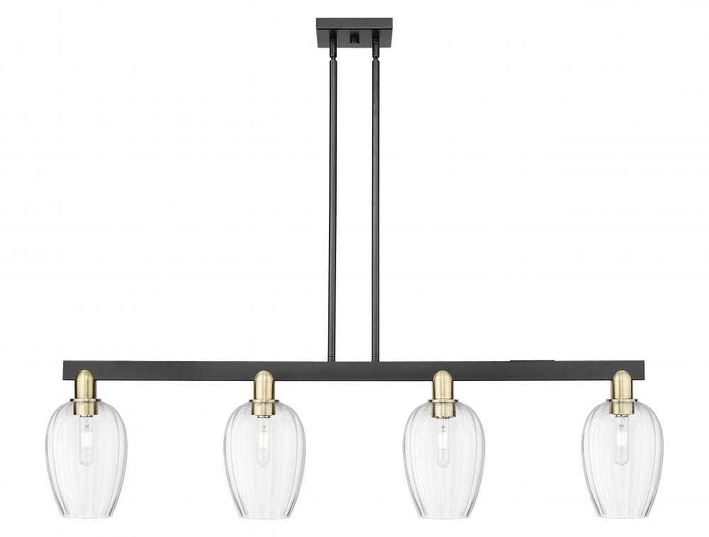 Preston Flute - 4 Light - 48 inch - Black Antique Brass - Cord hung - Island Light