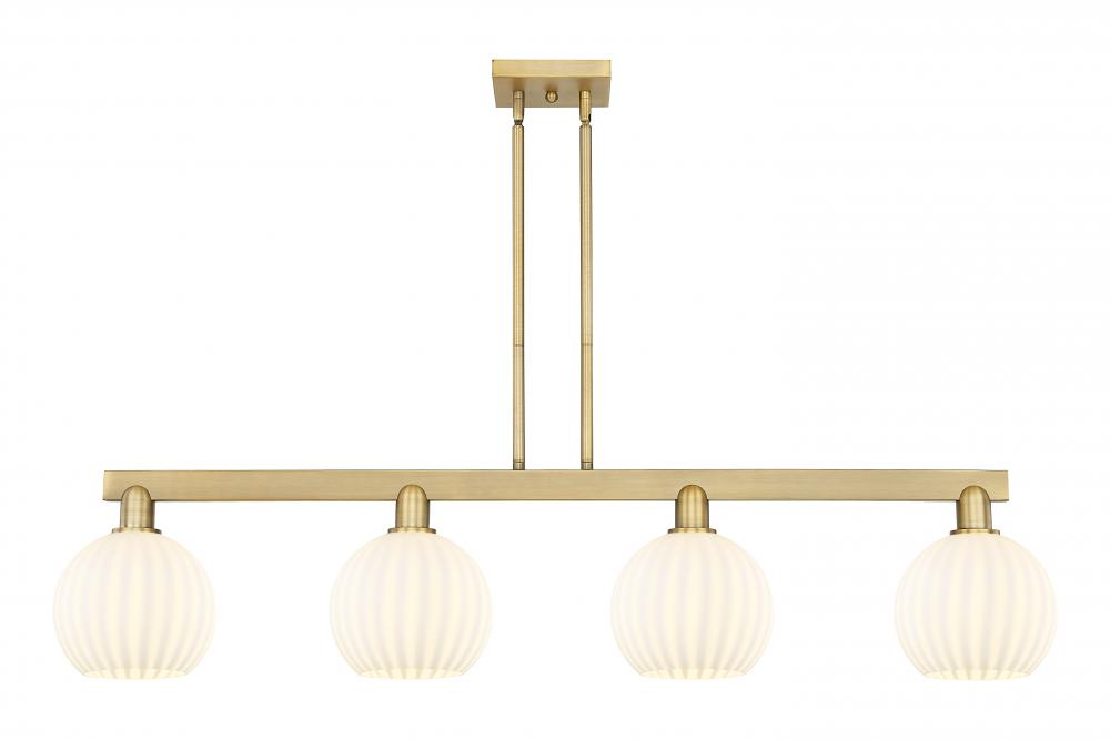 White Venetian - 4 Light - 48 inch - Satin Gold - Stem Hung - Island Light