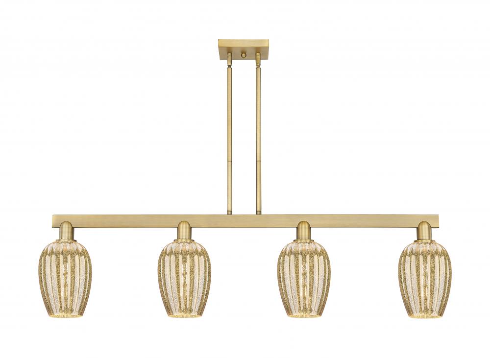 Preston Flute - 4 Light - 48 inch - Brushed Brass - Cord hung - Island Light