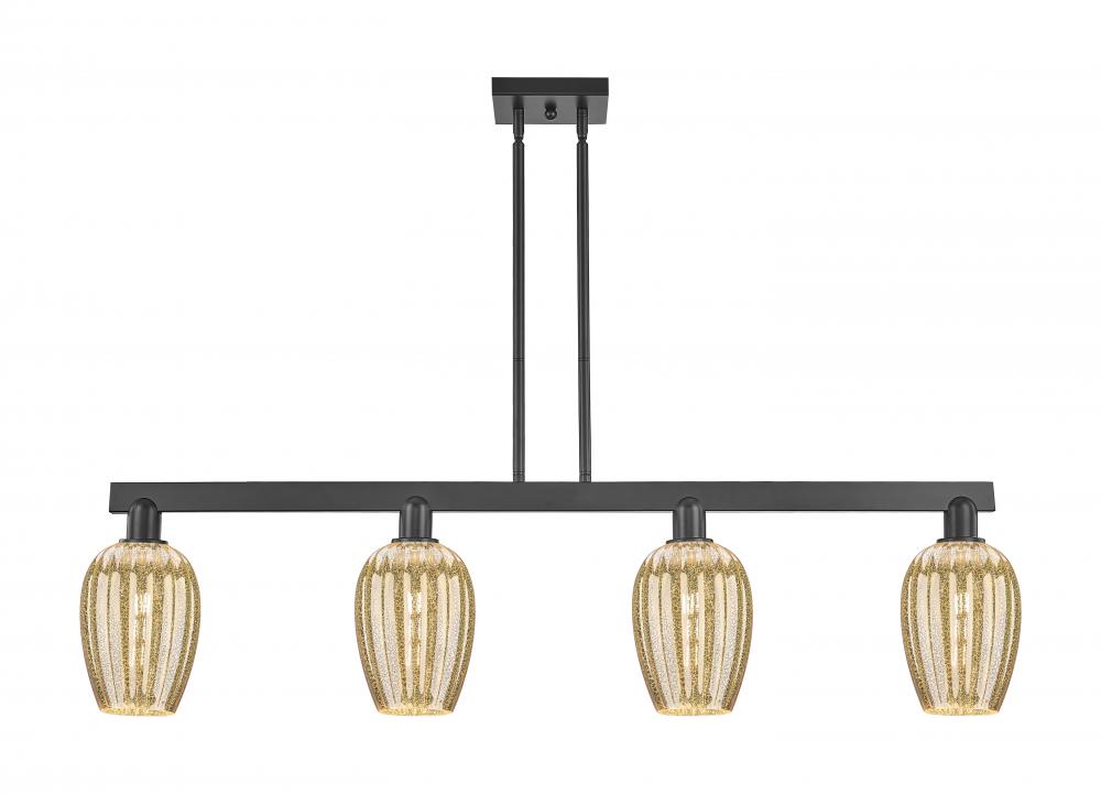 Preston Flute - 4 Light - 48 inch - Matte Black - Cord hung - Island Light