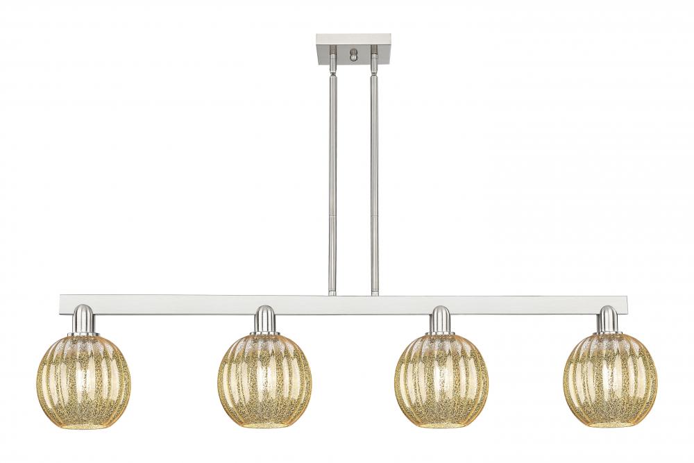 Preston Globe - 4 Light - 48 inch - Brushed Satin Nickel - Cord hung - Island Light
