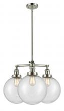 Innovations Lighting 207-PN-G204-10 - Beacon - 3 Light - 24 inch - Polished Nickel - Stem Hung - Chandelier