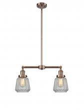 Innovations Lighting 209-AC-G142-LED - Chatham - 2 Light - 21 inch - Antique Copper - Stem Hung - Adjustable Island Light