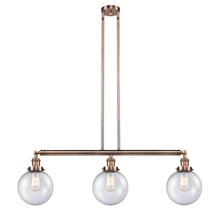 Innovations Lighting 213-AC-G204-8 - Beacon - 3 Light - 41 inch - Antique Copper - Stem Hung - Adjustable Island Light