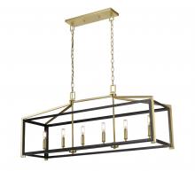 Innovations Lighting 376-6I-BSB-42 - Wiscoy - 6 Light - 42 inch - Black Satin Brass - Linear Pendant