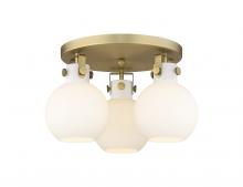 Innovations Lighting 411-3F-BB-G410-7WH - Newton Sphere - 3 Light - 18 inch - Brushed Brass - Flush Mount