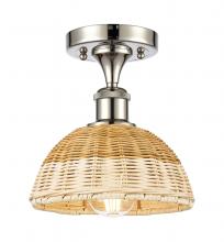 Innovations Lighting 516-1C-PN-NBD2-75-NAT - Bristol Natural II - 1 Light - 8 inch - Polished Nickel - Semi-Flush Mount